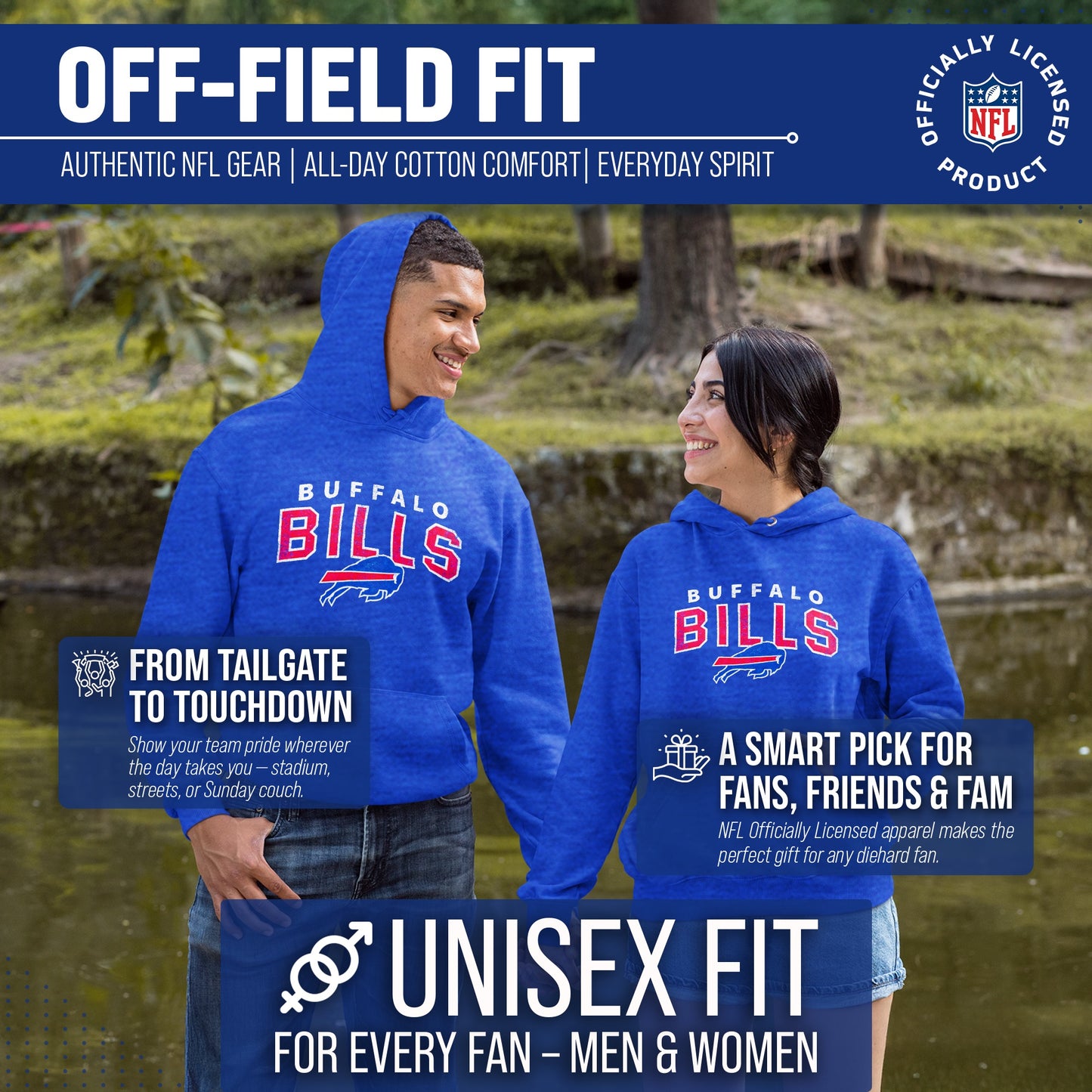 Buffalo Bills NFL Adult Unisex Starting Fresh Ultra Soft Fleece Hooded Sweatshirt - Royal