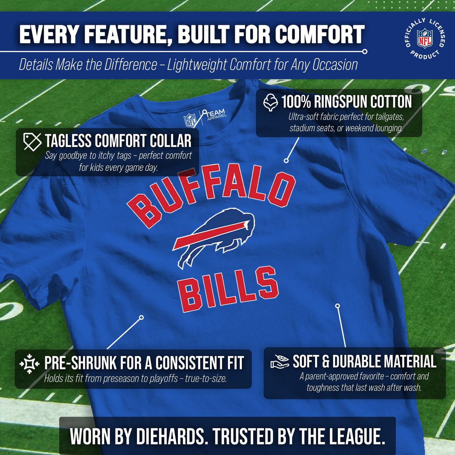 Buffalo Bills NFL Youth Gameday Football T-Shirt - Royal