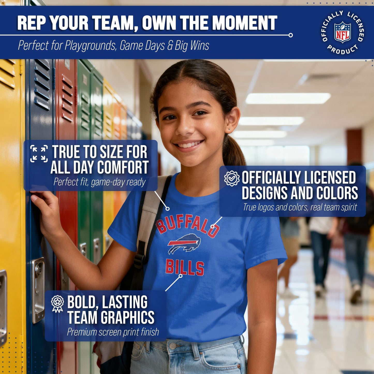 Buffalo Bills NFL Youth Gameday Football T-Shirt - Royal