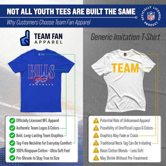 Buffalo Bills NFL Youth Overtime Blueprint Football T-Shirt Unisex Tag Free Comfortable - Royal