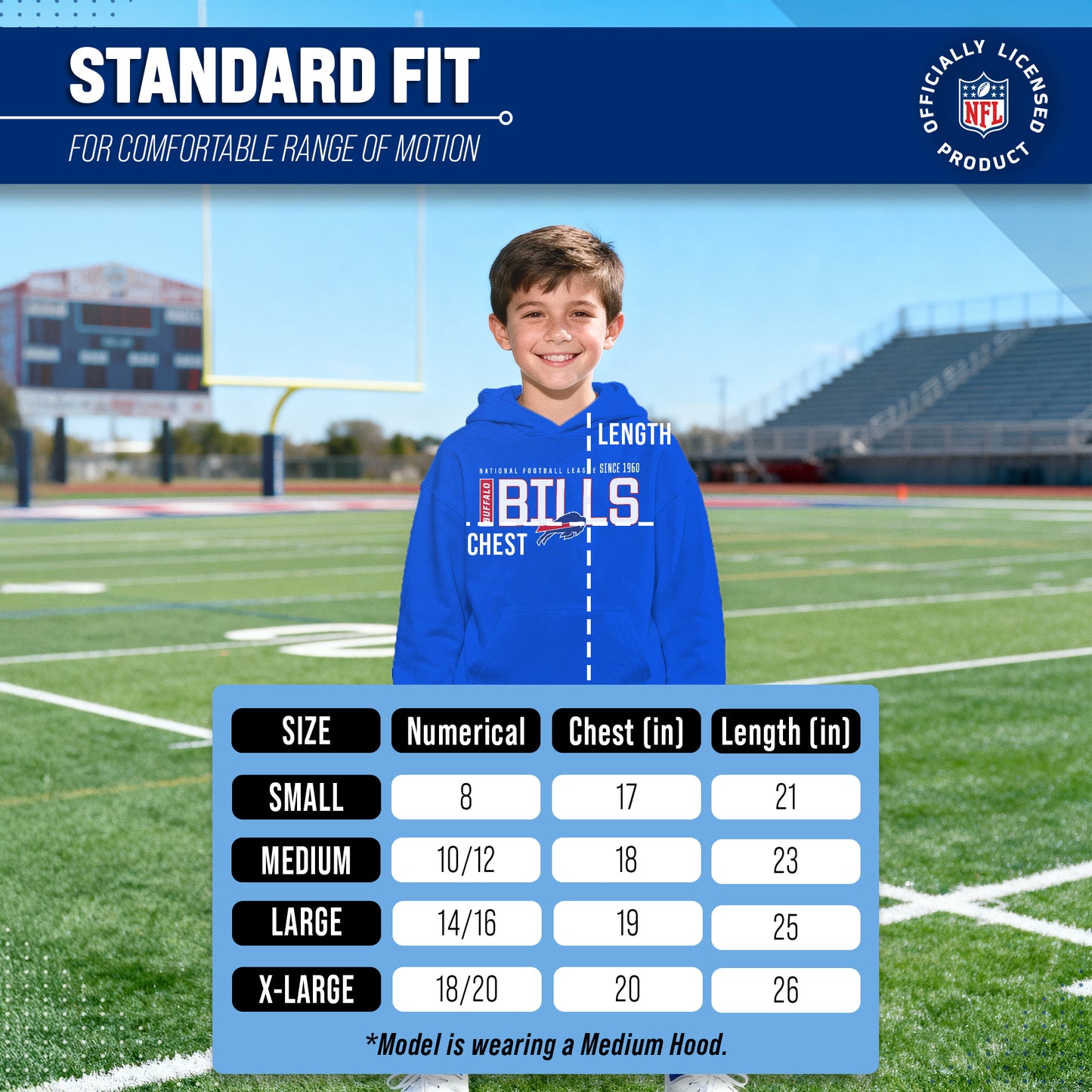 Buffalo Bills NFL Youth Modern Endzone Football Fleece Hooded Sweatshirt - Royal