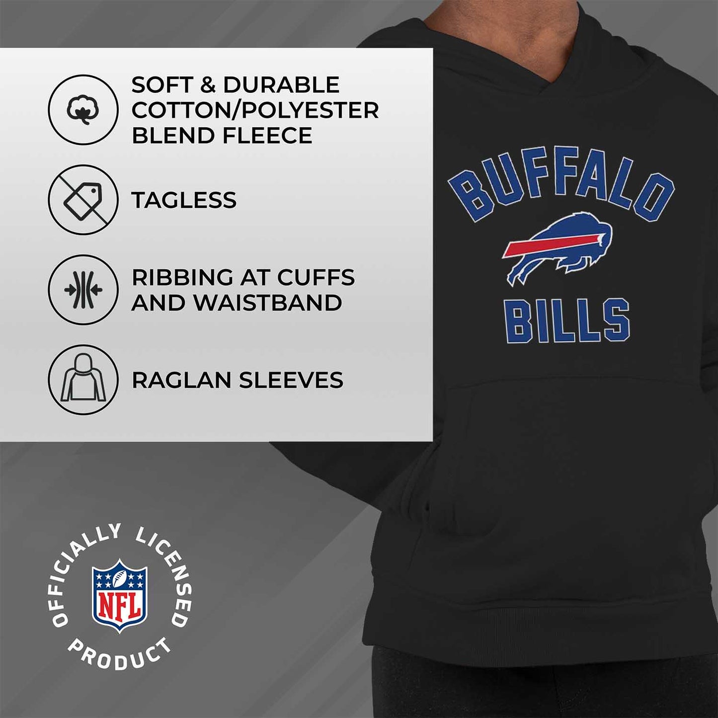 Buffalo Bills NFL Youth Gameday Hooded Sweatshirt - Black