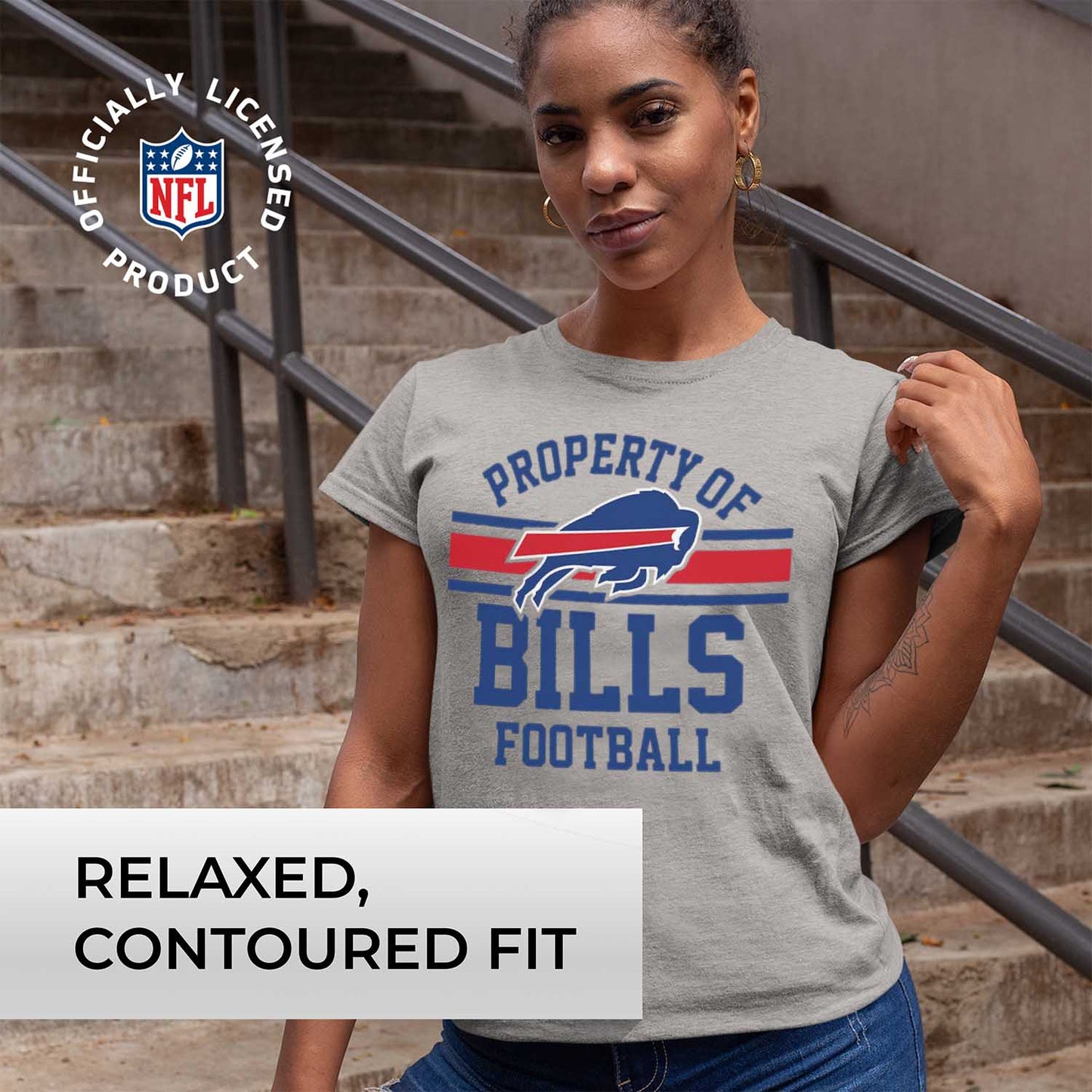 Buffalo Bills NFL Womens Short Sleeve Property of Tshirt - Gray