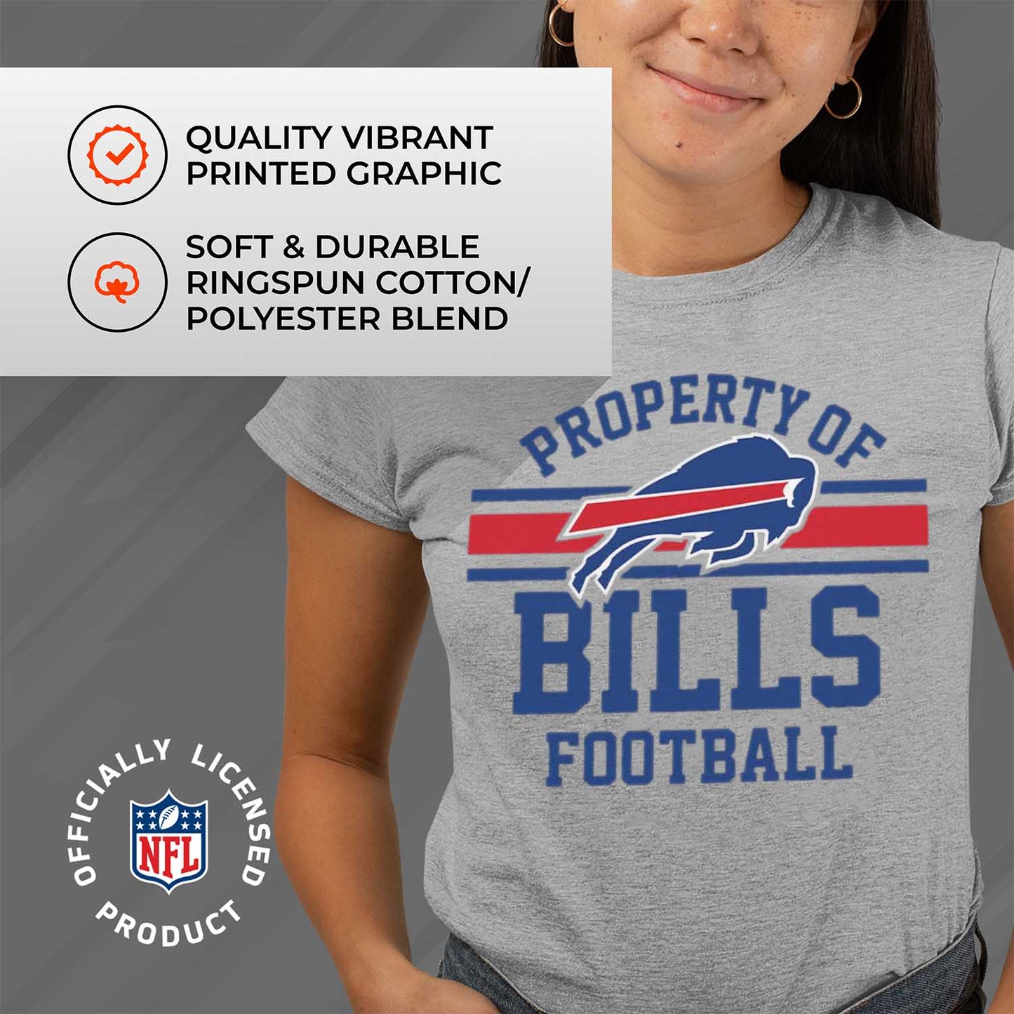 Buffalo Bills NFL Womens Short Sleeve Property of Tshirt - Gray