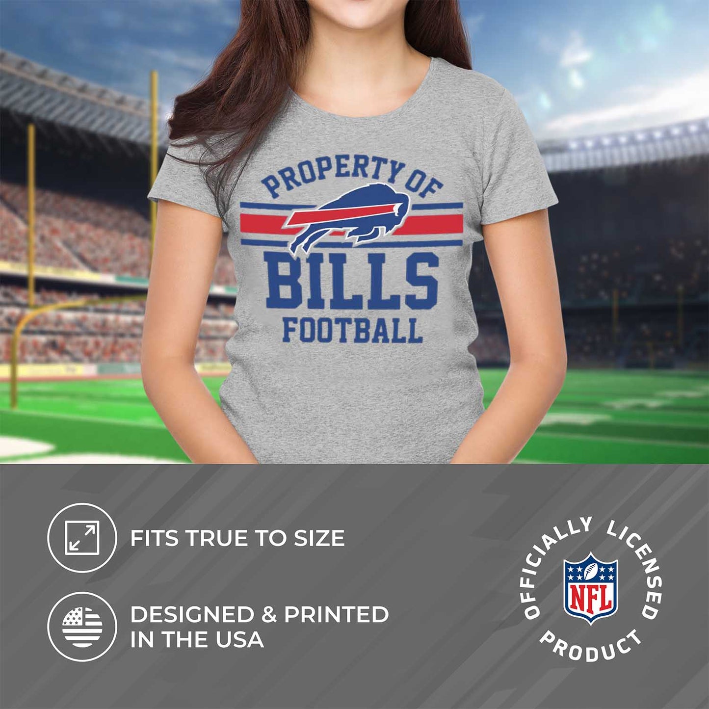 Buffalo Bills NFL Womens Short Sleeve Property of Tshirt - Gray