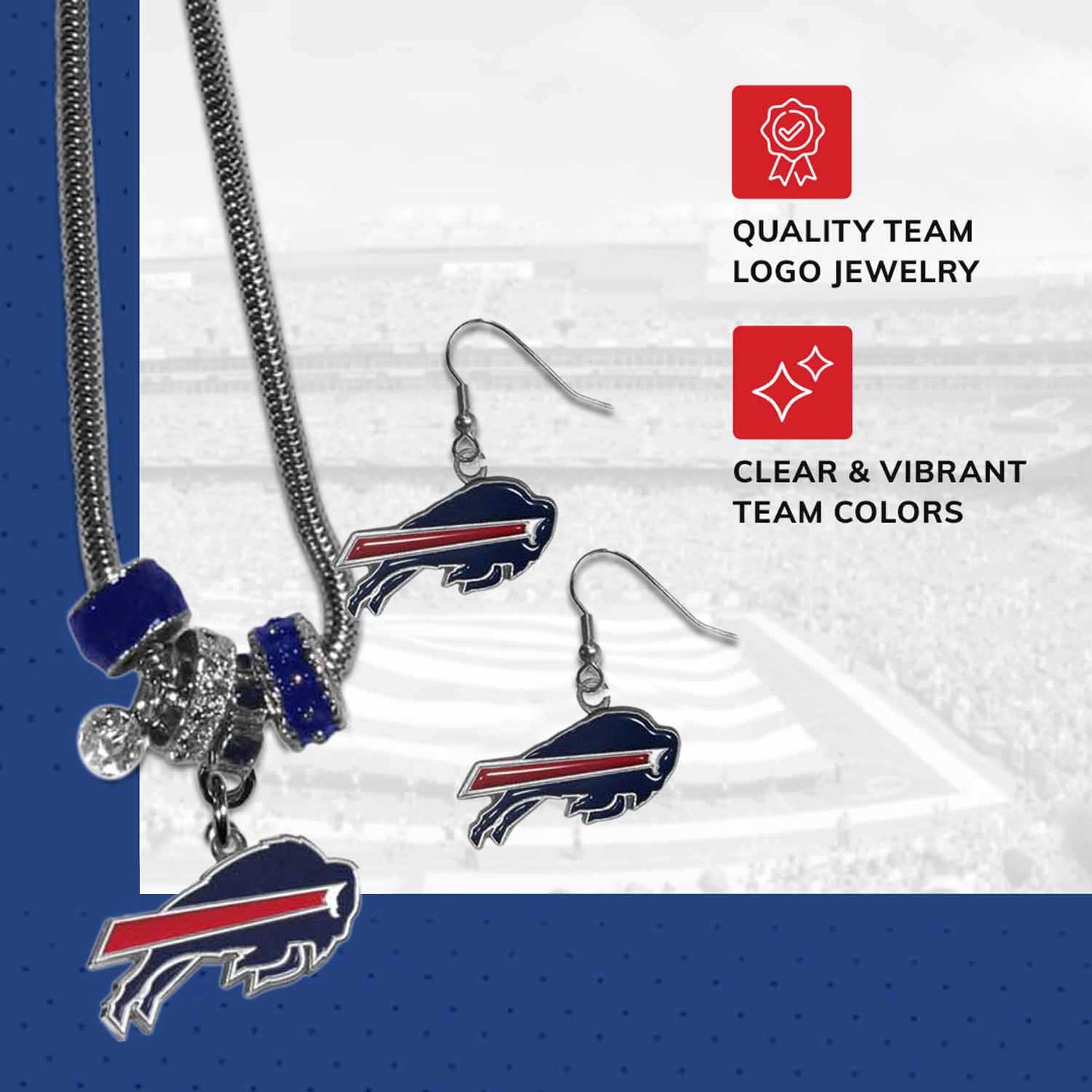 Buffalo Bills NFL Game Day Necklace and Earrings - Silver