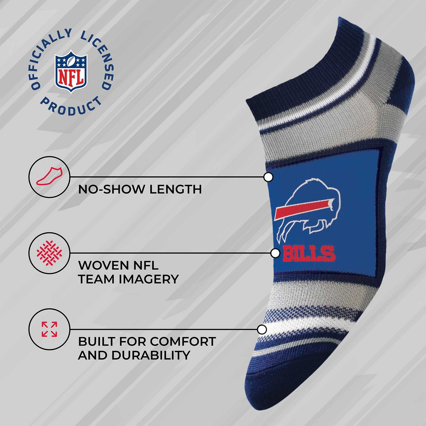 Buffalo Bills NFL Adult Marquis Addition No Show Socks - Royal