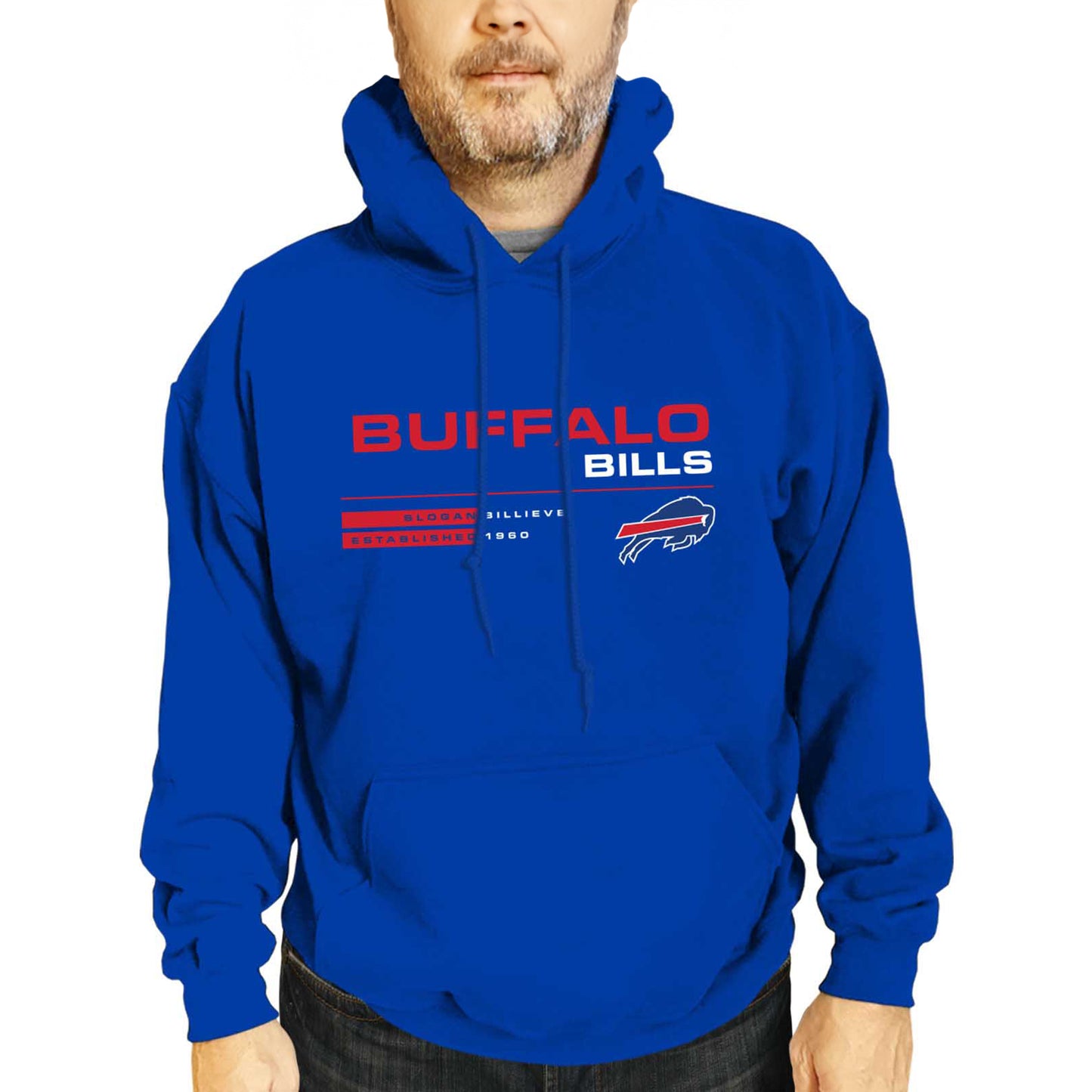 Buffalo Bills Adult NFL Speed Stat Sheet Fleece Hooded Sweatshirt - Royal