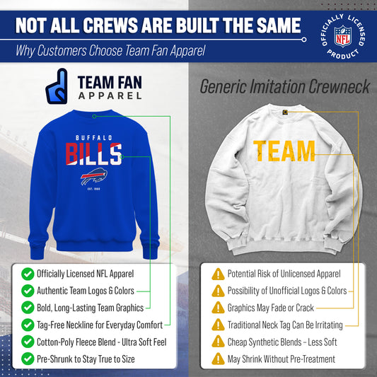 Buffalo Bills Adult NFL Diagonal Fade Color Block Crewneck Sweatshirt - Royal
