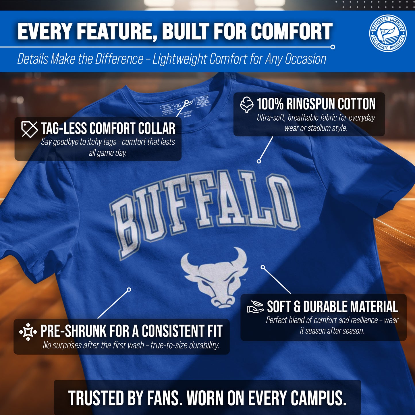Buffalo Bulls NCAA Adult Gameday Cotton T-Shirt - Royal