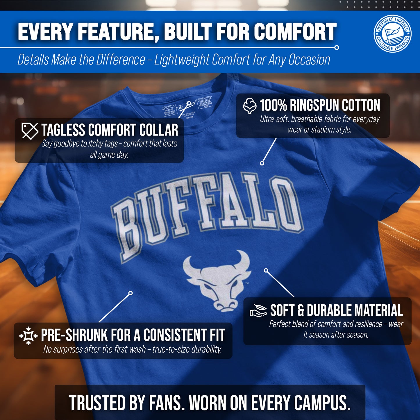 Buffalo Bulls NCAA Adult Gameday Cotton T-Shirt - Royal