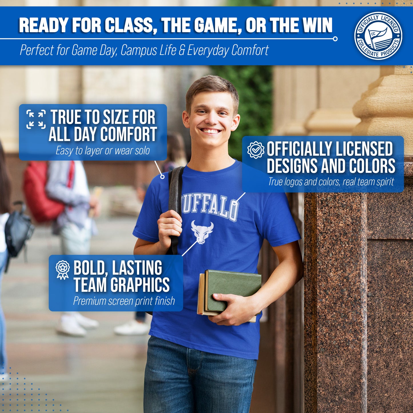 Buffalo Bulls NCAA Adult Gameday Cotton T-Shirt - Royal