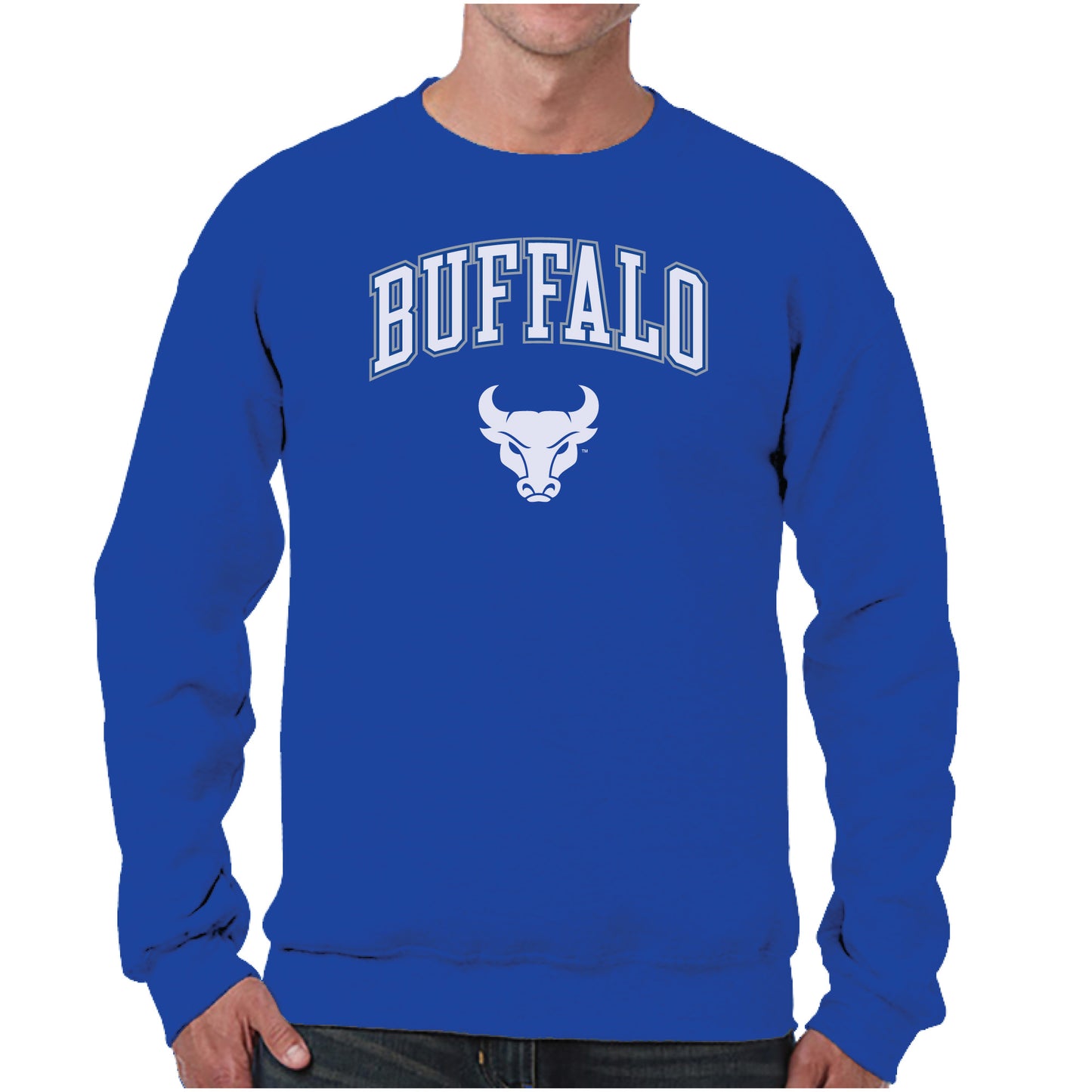 Buffalo Bulls Adult Arch & Logo Soft Style Gameday Crewneck Sweatshirt - Royal