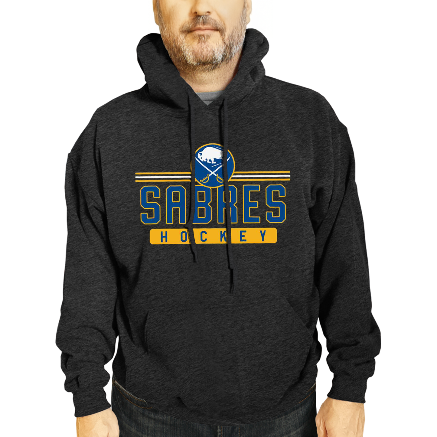 Buffalo Sabres NHL Adult Heather Charcoal True Fan Hooded Sweatshirt Unisex - Charcoal