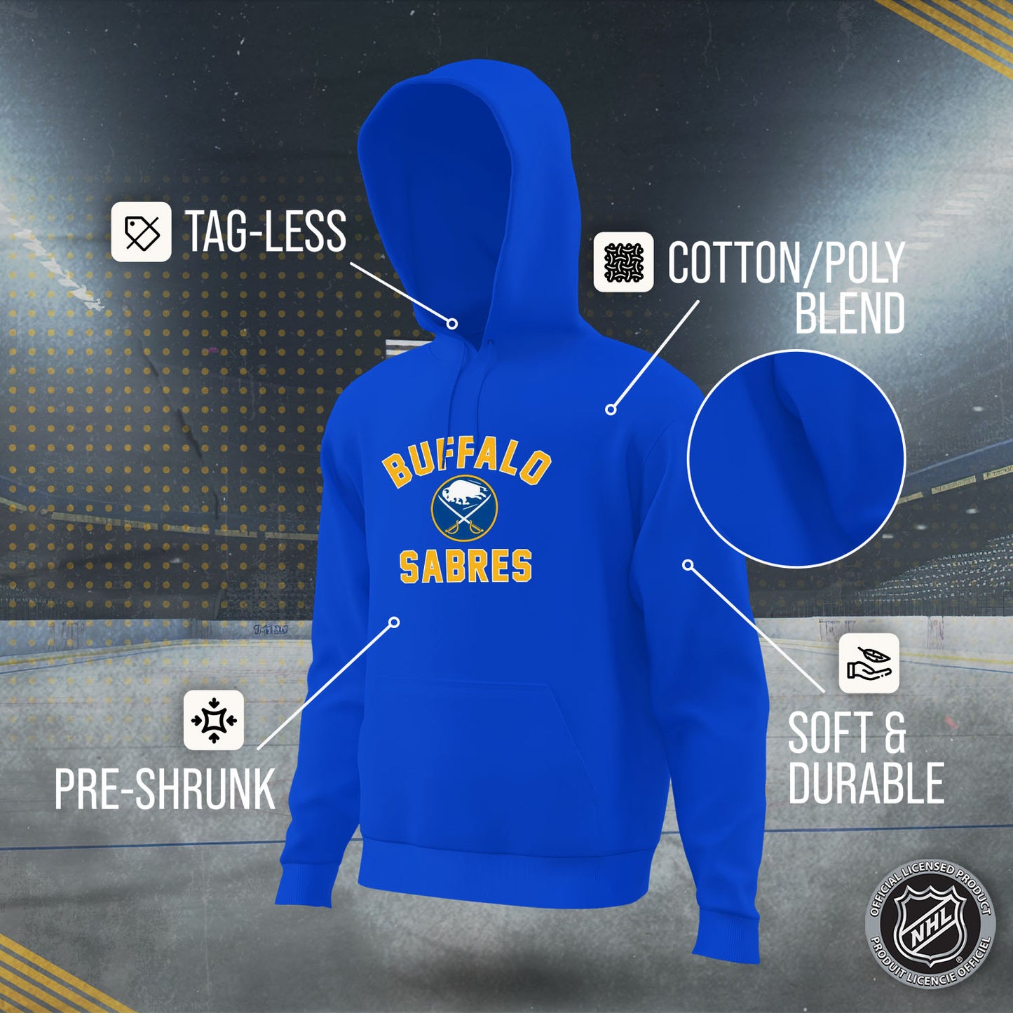 Buffalo Sabres Adult NHL Gameday Hooded Sweatshirt - Royal