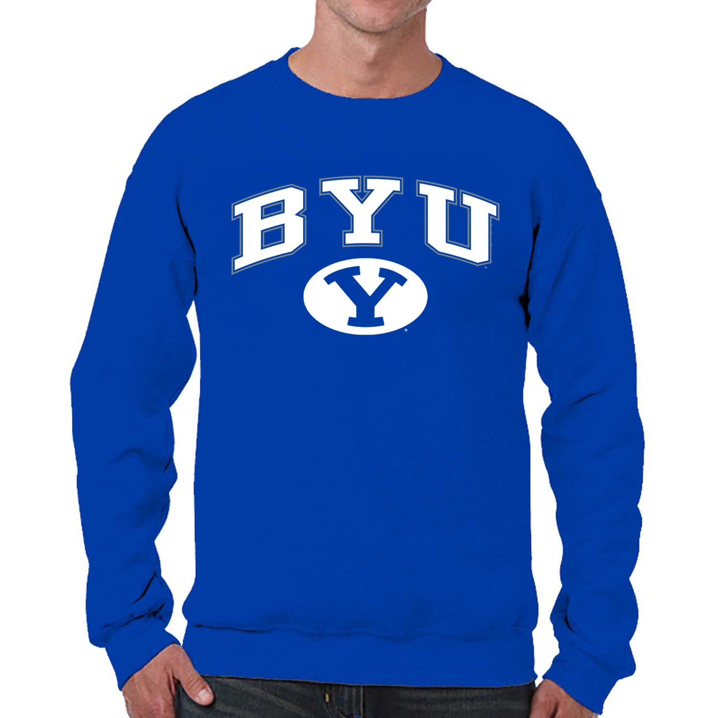 BYU Cougars Adult Arch & Logo Soft Style Gameday Crewneck Sweatshirt - Navy