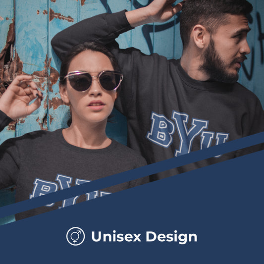 BYU Cougars Colligate Adult Charcoal Crewneck Fleece Sweatshirt - Charcoal