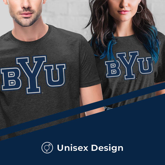 BYU Cougars Campus Colors NCAA Adult Cotton Blend Charcoal Tagless T-Shirt - Charcoal