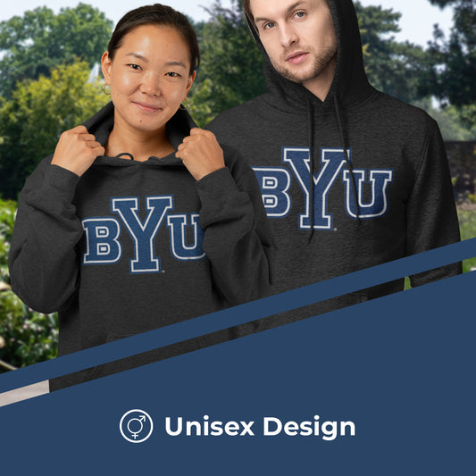 BYU Cougars NCAA Adult Cotton Blend Charcoal Hooded Sweatshirt - Charcoal
