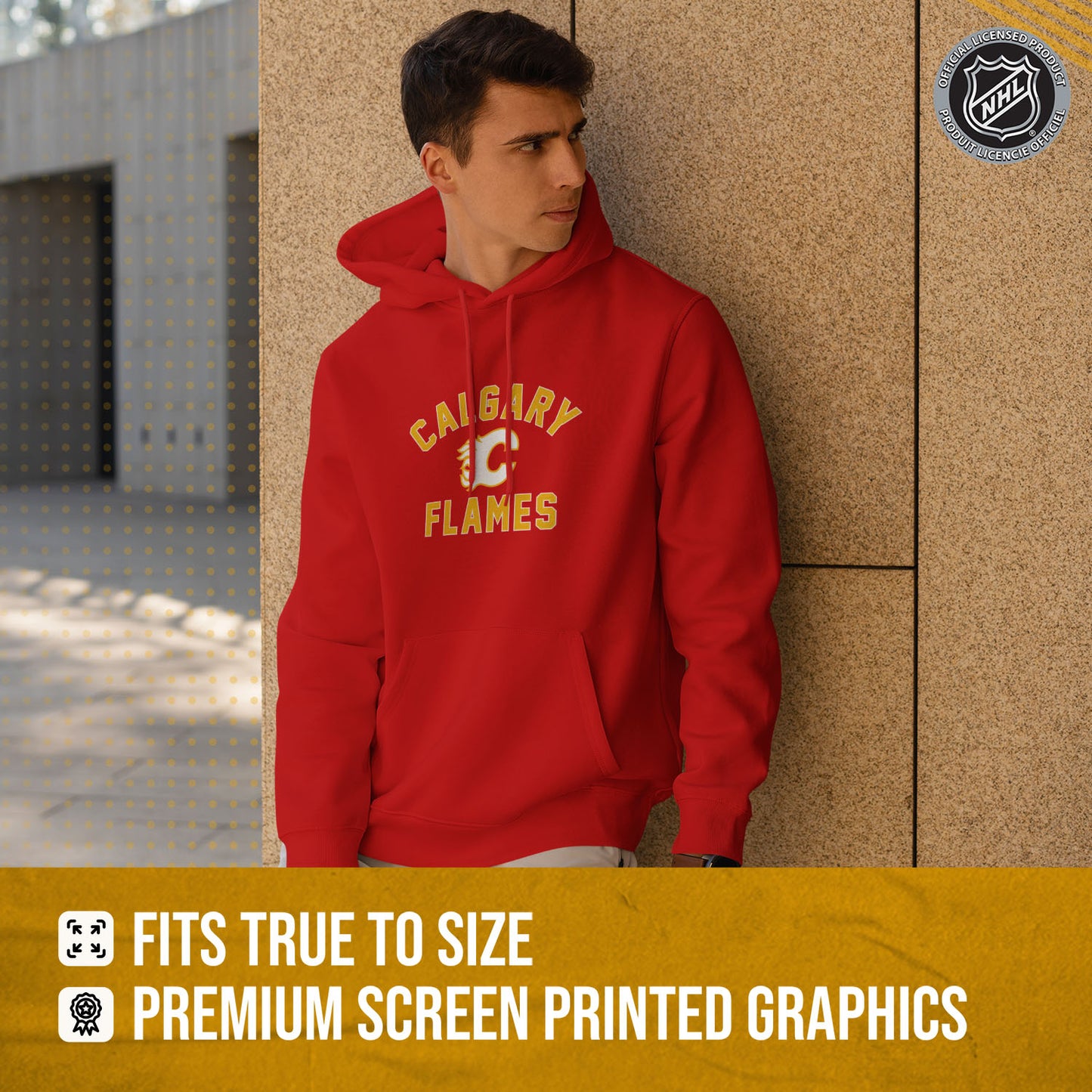 Calgary Flames Adult NHL Primary Logo Hooded Sweatshirt - Red