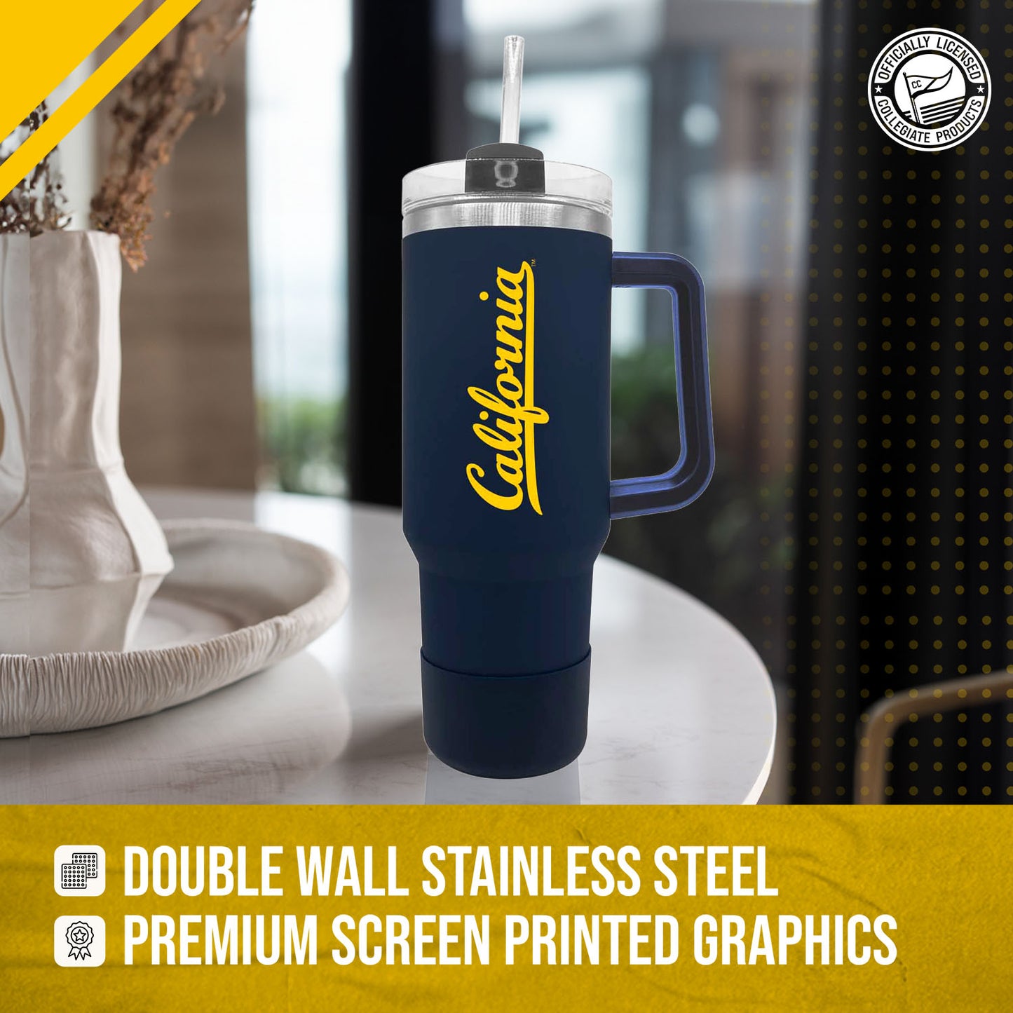 Cal Golden Bears College & University 40 oz Travel Tumbler With Handle - Navy