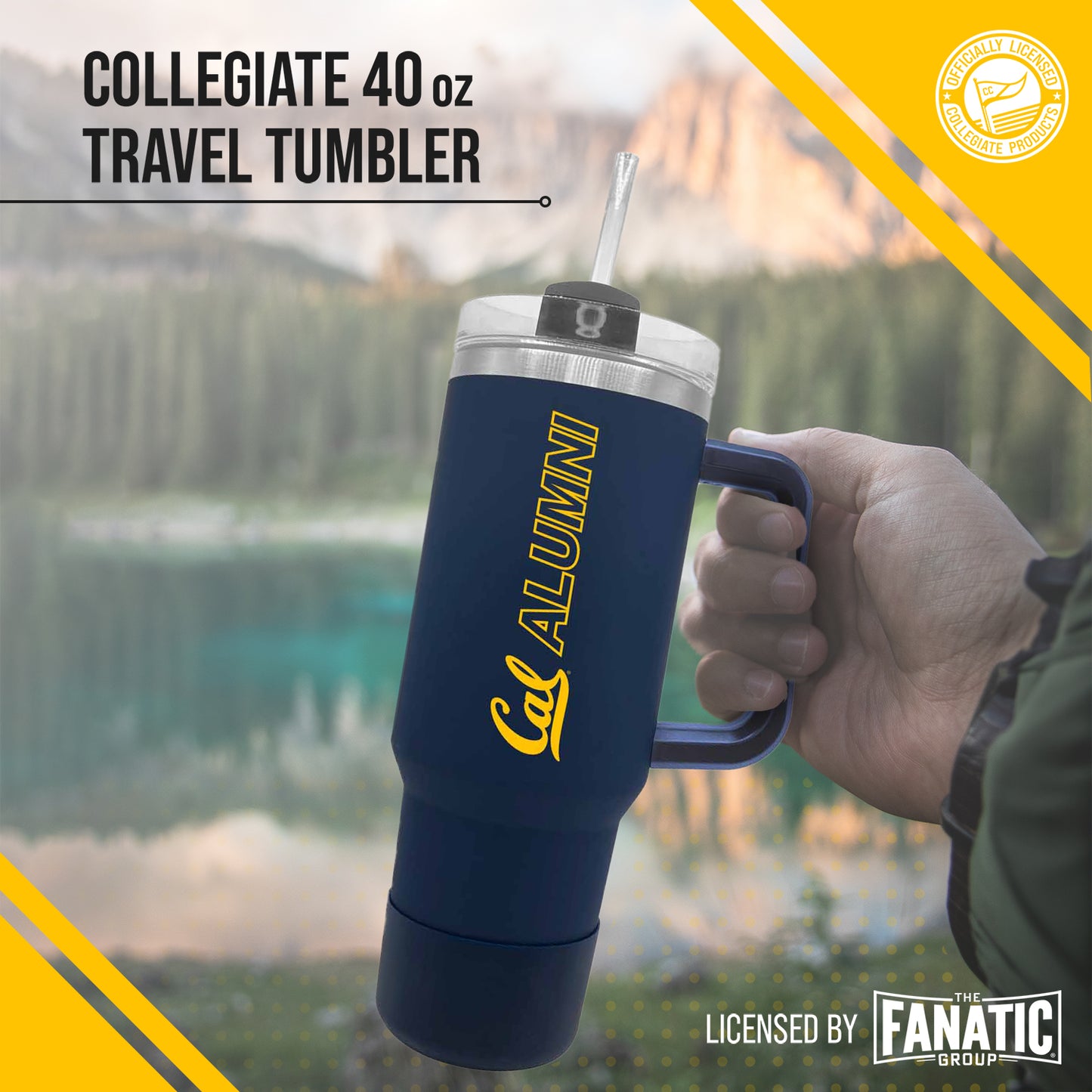 Cal Golden Bears Collegiate 40oz Stainless Steel Travel Tumbler with Handle for Alumni - Navy