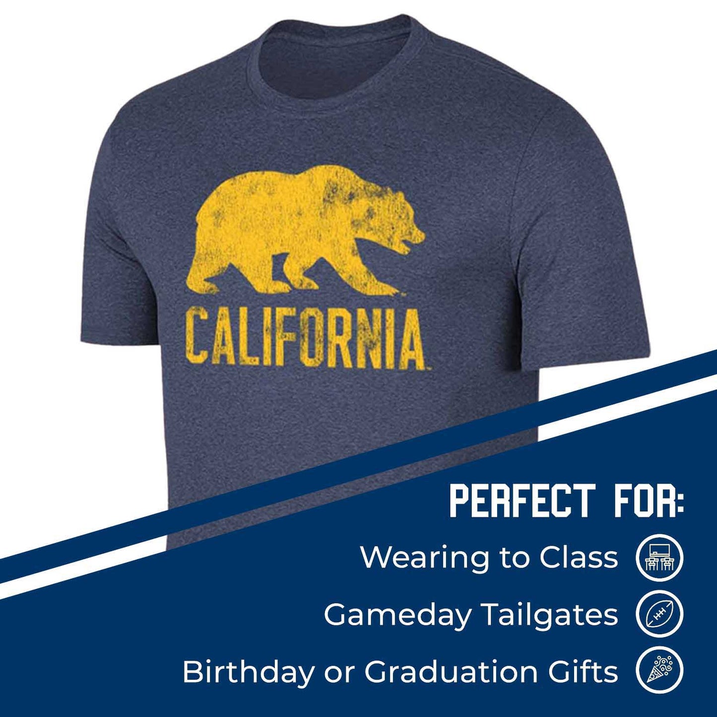Cal Golden Bears Adult MVP Heathered Cotton Blend T-Shirt - Navy