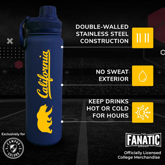 Cal Golden Bears NCAA Stainless Steel Water Bottle - Navy