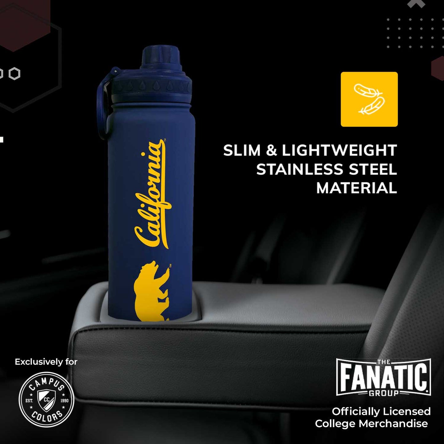 Cal Golden Bears NCAA Stainless Steel Water Bottle - Navy