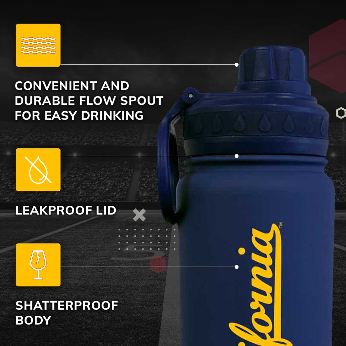 Cal Golden Bears NCAA Stainless Steel Water Bottle - Navy