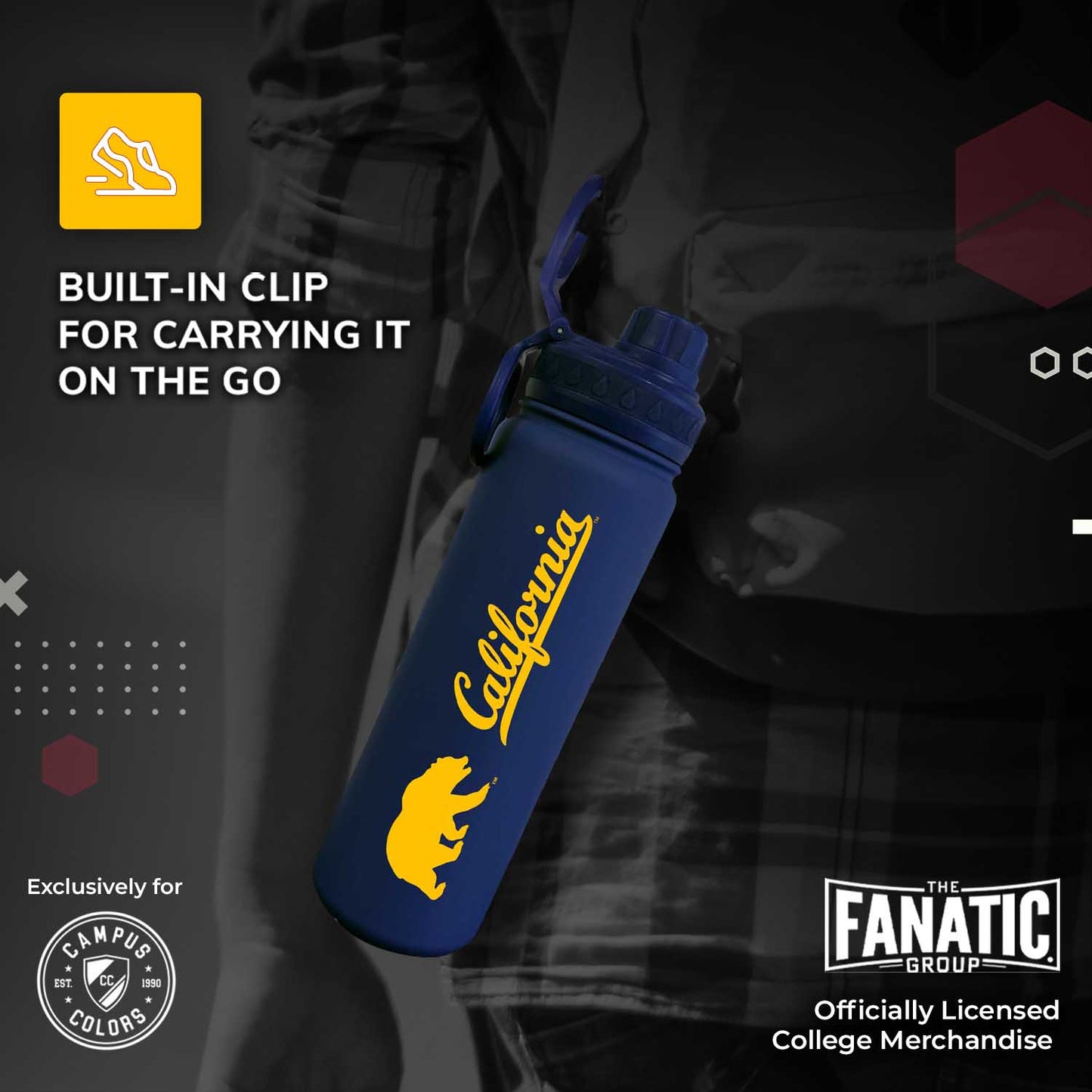 Cal Golden Bears NCAA Stainless Steel Water Bottle - Navy