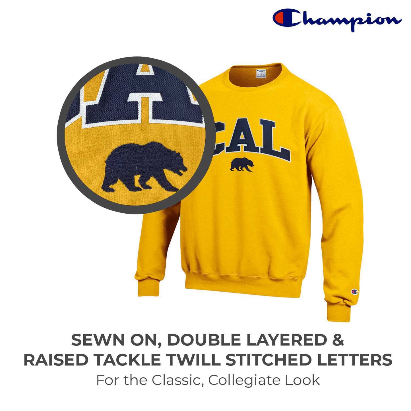 Cal Golden Bears Adult Tackle Twill Crewneck - Gold