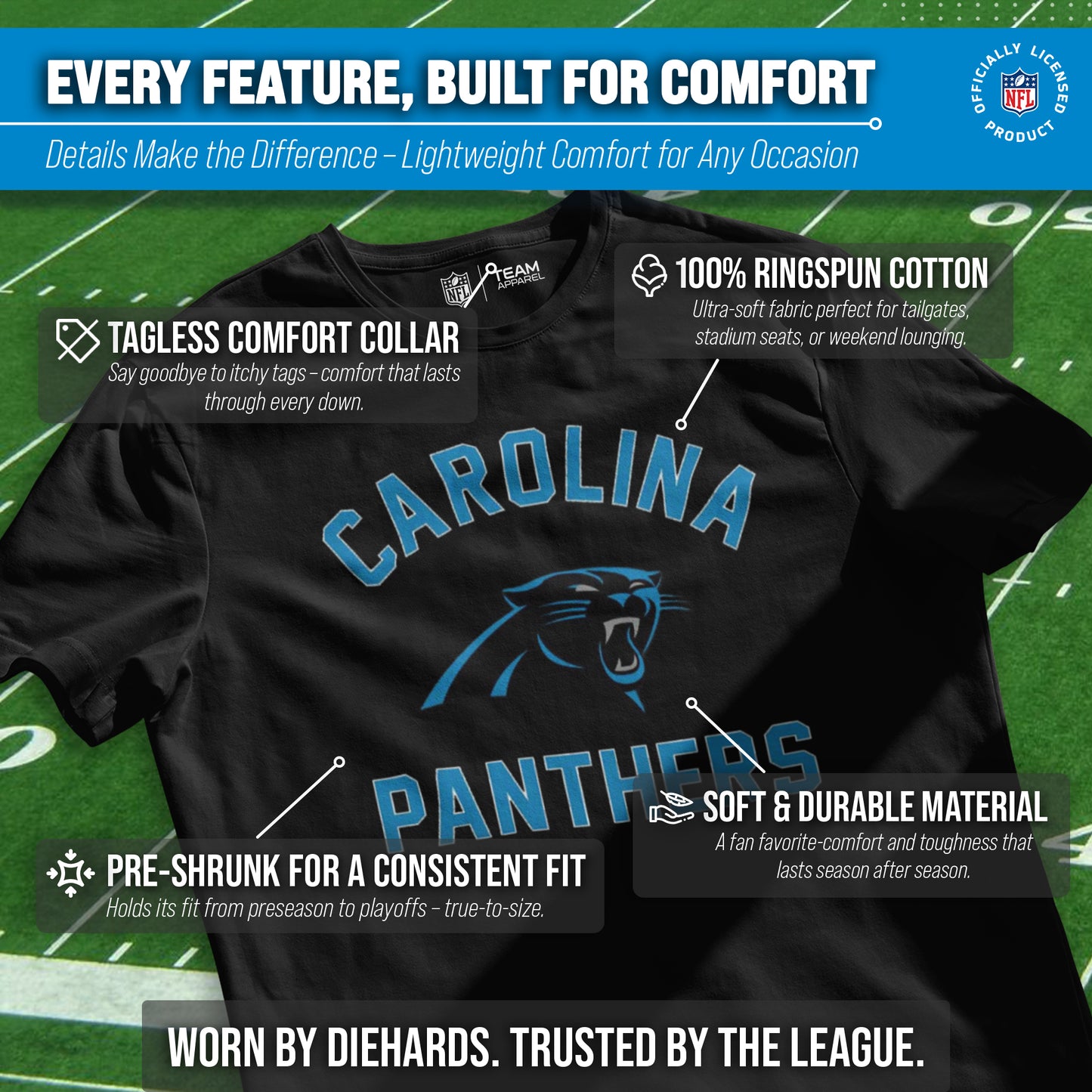 Carolina Panthers NFL Adult Gameday T-Shirt - Black