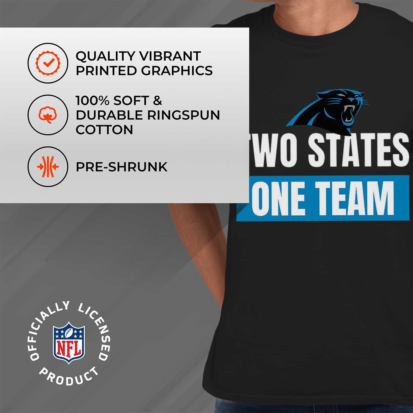 Carolina Panthers NFL Adult Team Slogan Unisex T-Shirt - Black