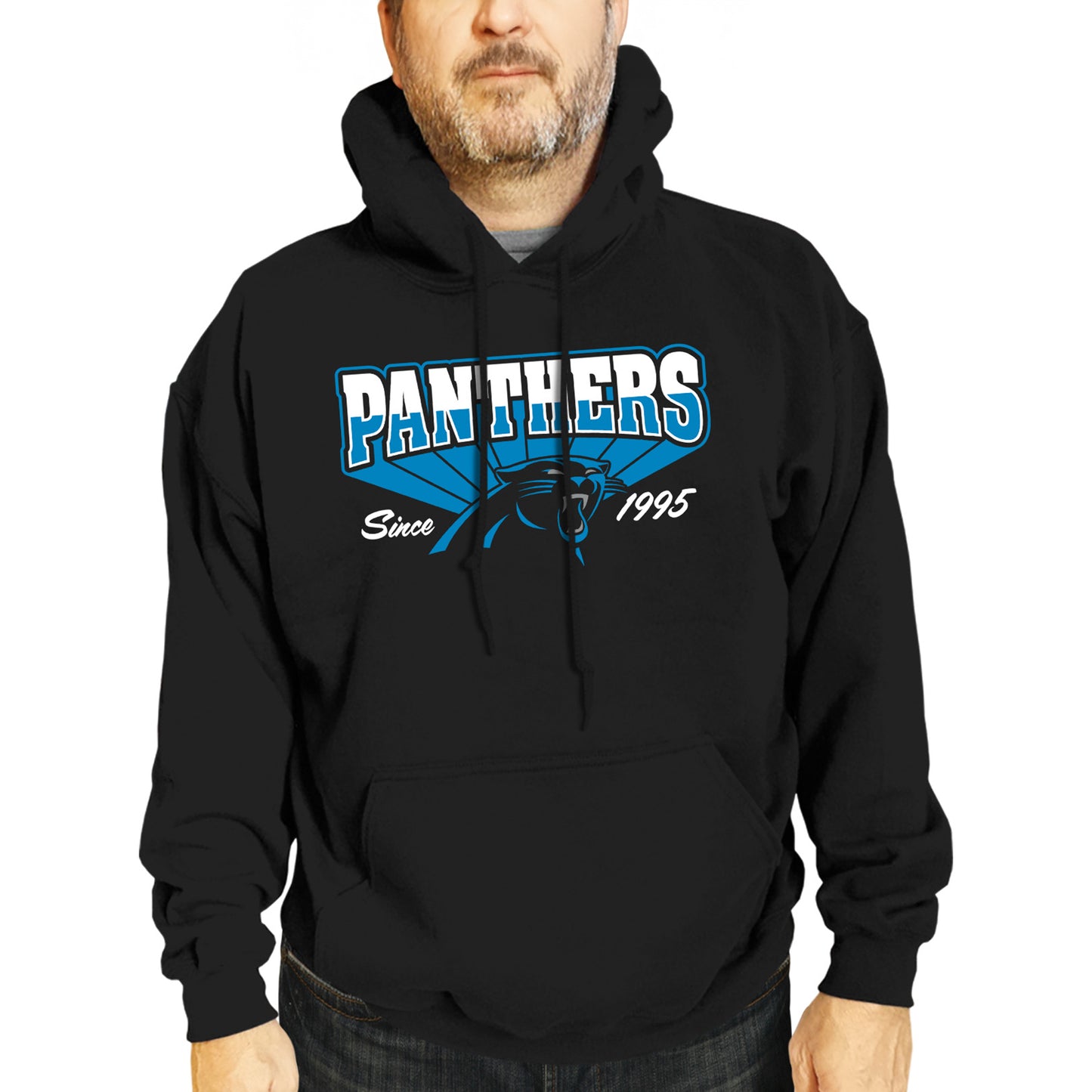 Carolina Panthers NFL Adult Unisex Vintage Block Ultra Soft Fleece Hooded Sweatshirt - Black