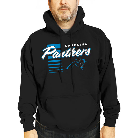 Carolina Panthers NFL Adult Unisex Retro Script Ultra Soft Fleece Hooded Sweatshirt - Black