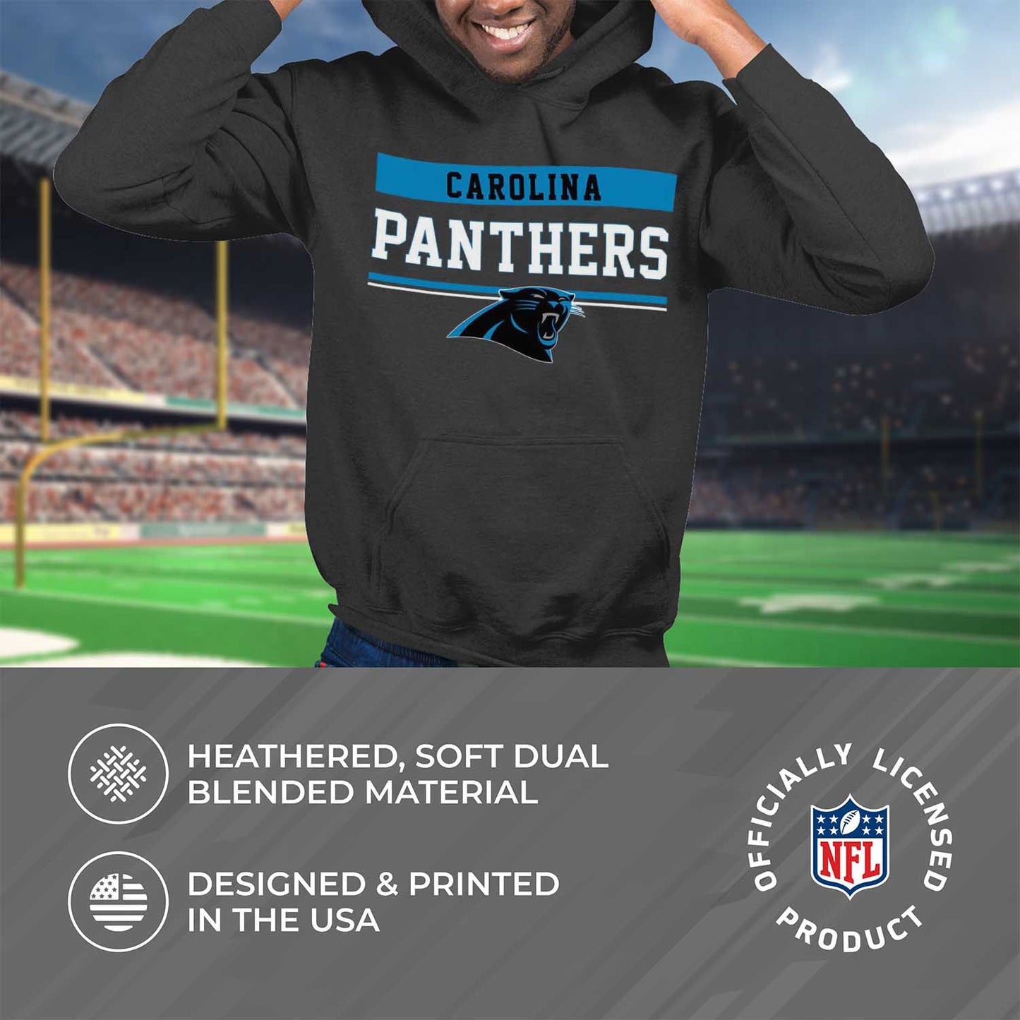 Carolina Panthers NFL Adult Gameday Charcoal Hooded Sweatshirt - Charcoal