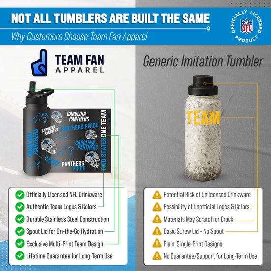 Carolina Panthers NFL 34Oz Native Quencher Water Bottle - Black