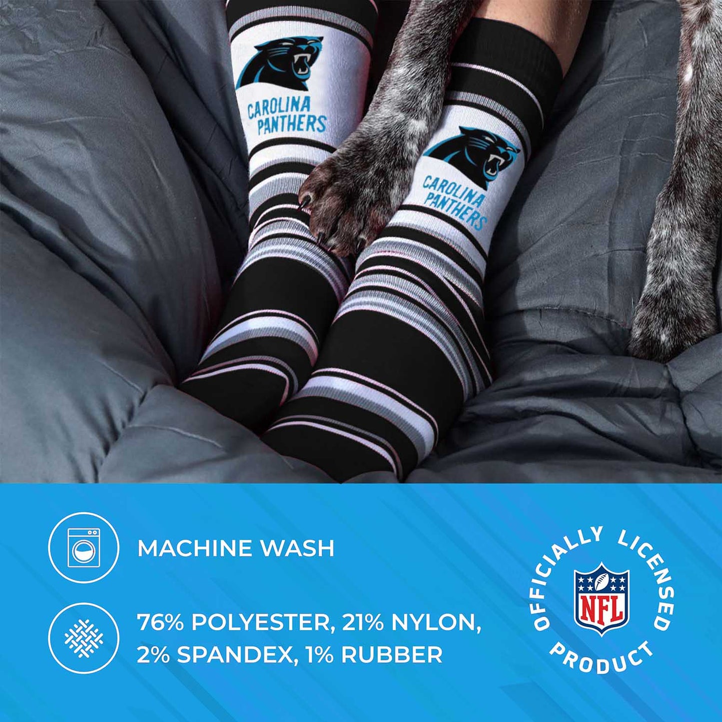 Carolina Panthers NFL Adult Striped Dress Socks - Black
