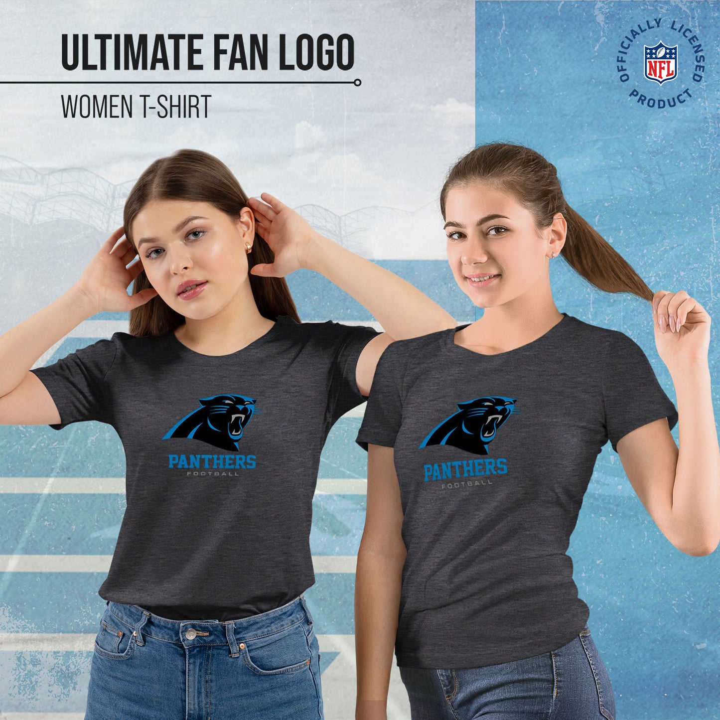 Carolina Panthers Women's NFL Ultimate Fan Logo Short Sleeve T-Shirt - Black