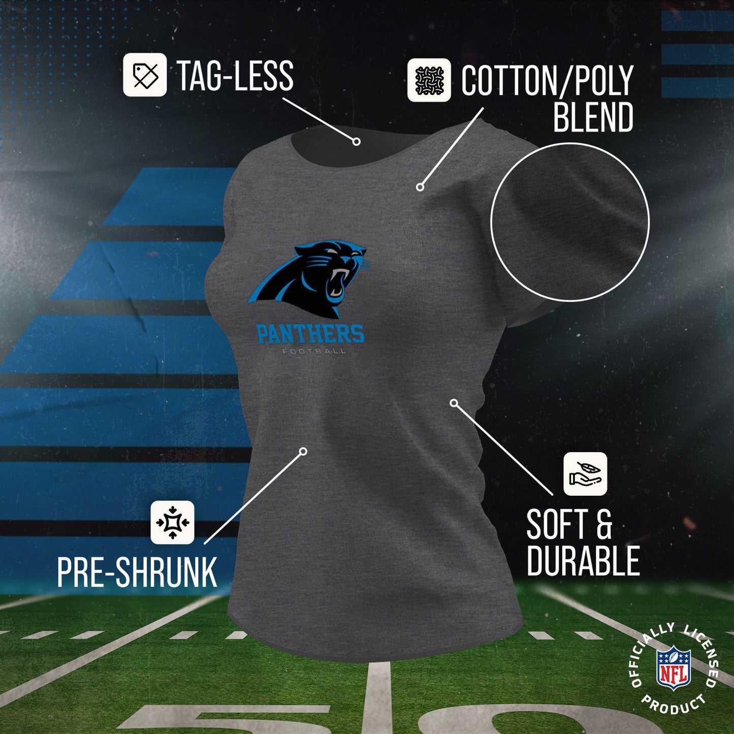 Carolina Panthers Women's NFL Ultimate Fan Logo Short Sleeve T-Shirt - Black