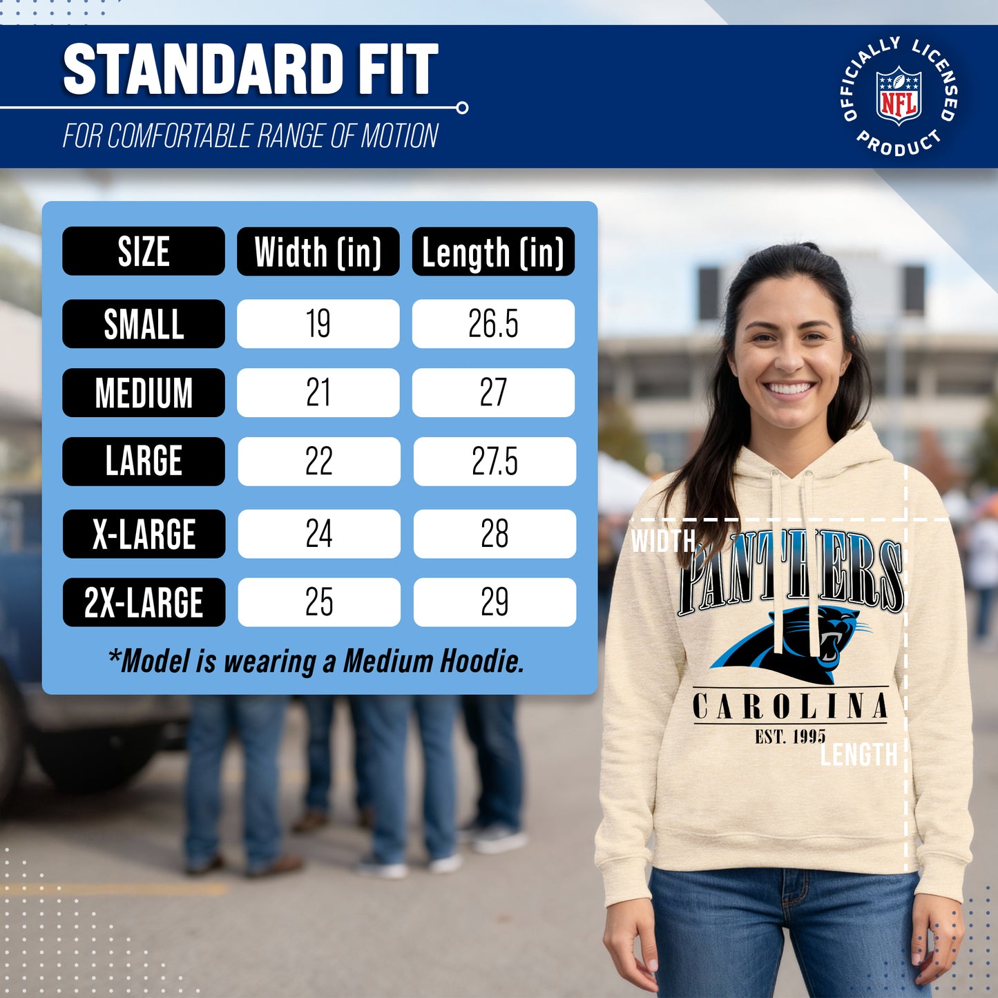Carolina Panthers Ladies NFL Starstruck Fleece Pullover Hooded Sweatshirt - Cream