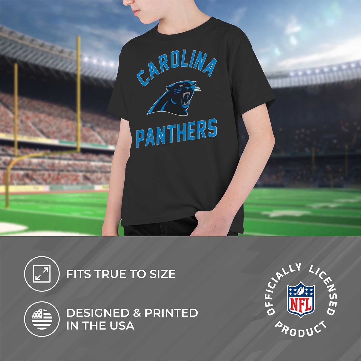 Carolina Panthers NFL Youth Gameday Football T-Shirt - Black