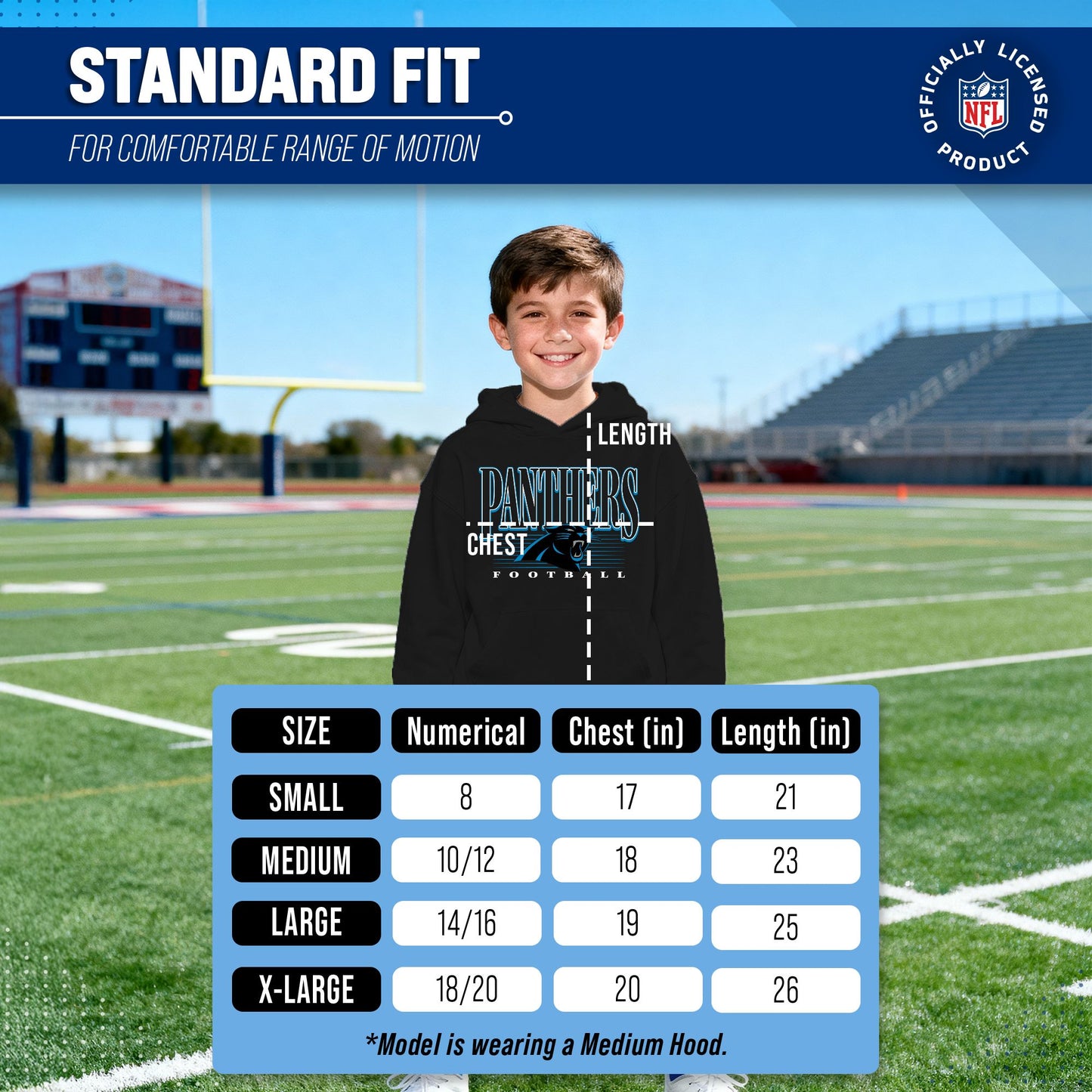 Carolina Panthers NFL Youth Overtime Blueprint Football Fleece Hooded Sweatshirt - Black