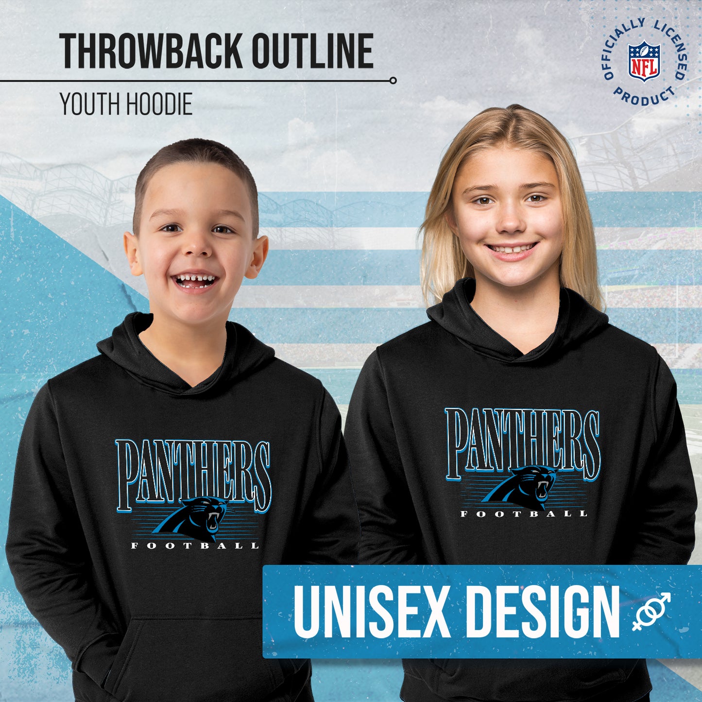 Carolina Panthers NFL Youth Overtime Blueprint Football Fleece Hooded Sweatshirt - Black