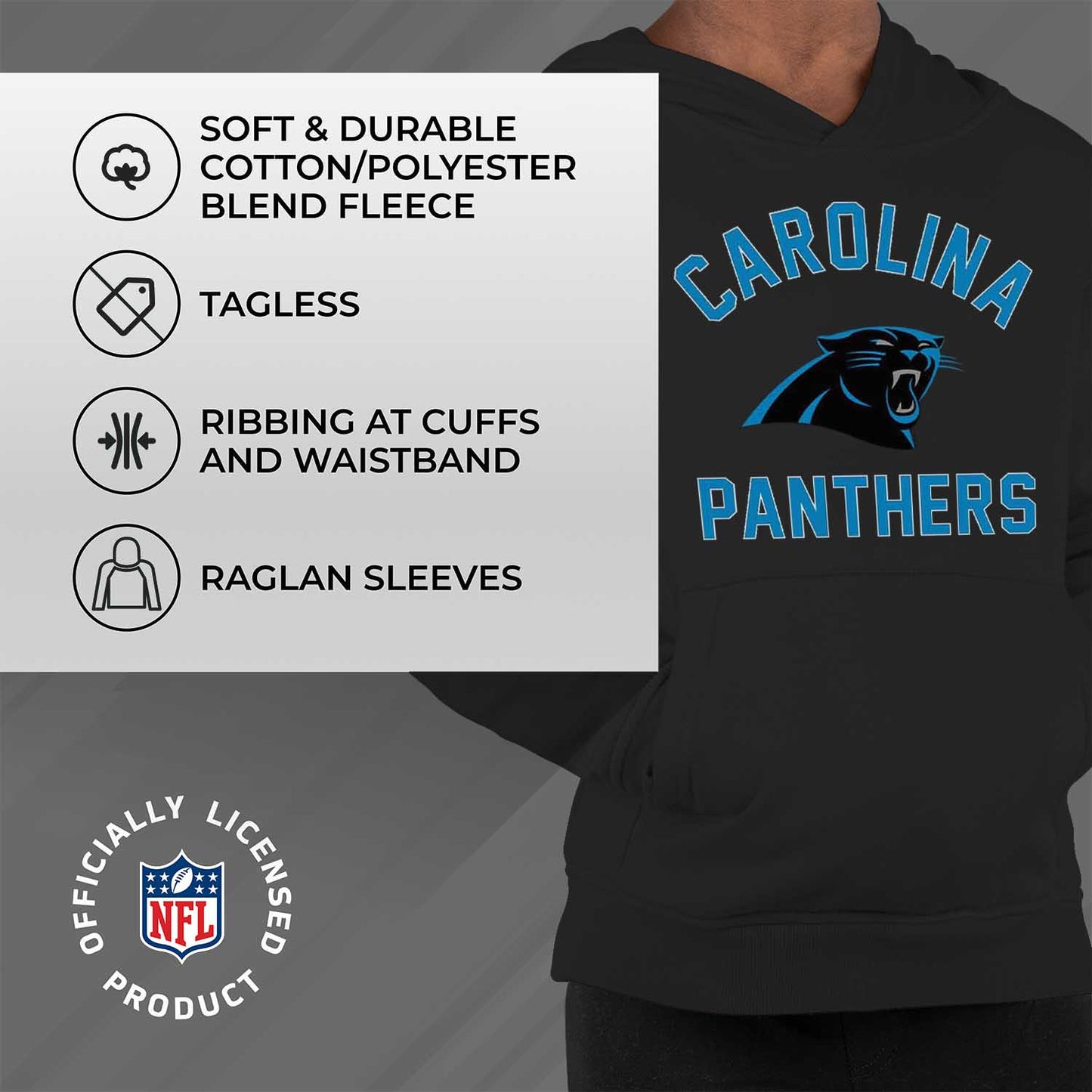 Carolina Panthers NFL Youth Gameday Hooded Sweatshirt - Black
