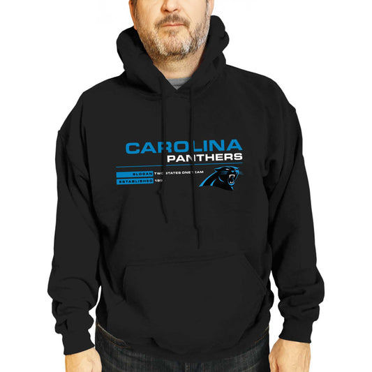 Carolina Panthers Adult NFL Speed Stat Sheet Fleece Hooded Sweatshirt - Black