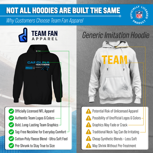 Carolina Panthers Adult NFL Speed Stat Sheet Fleece Hooded Sweatshirt - Black