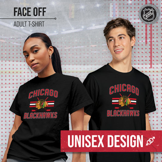 Chicago Blackhawks NHL Adult Faceoff Tag-Less T-Shirt - Black