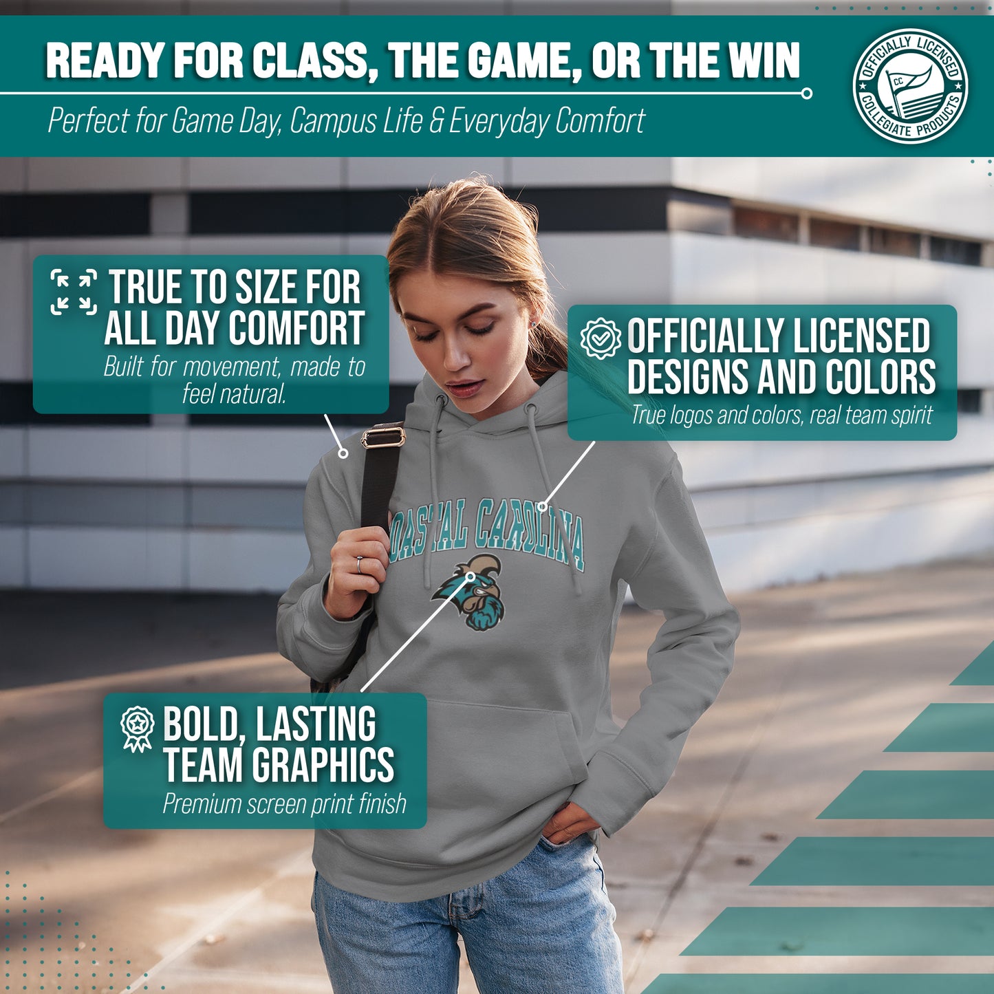 Coastal Carolina Chanticleers Adult Arch & Logo Soft Style Gameday Hooded Sweatshirt - Graphite